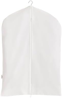 Premium 100% Cotton Garment Bags – 48" Off-White Canvas Suit Cover with YKK Zipper – Breathable, Dust-Proof Storage for Suits, Coats, Dresses, Jackets & Travel/Closet Use