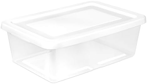 Sterilite Storage Box Stackable Tote, White, 12 Quart, 30 Pack | Clear Plastic Container with Secure Snapping Lids for Home and Office Organization