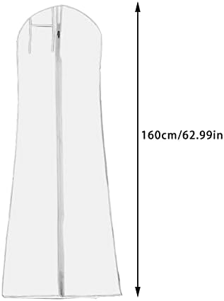 DressGarment Bag, Dirt-Proof Suit Cover Bag with Zipper for Long Dresses, Wedding Dress Garment Bag, Clear Garment Bags for Long Bridal Gown Dress Storage(160cm)