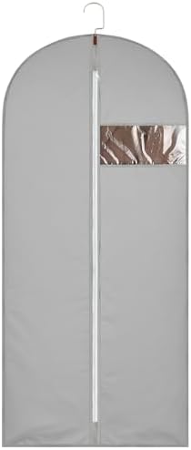 62Inch Garment Bags Covers,Black Hanging Clothes Bag, Suit Cover Bags with Clear Window for Hanging Closet Clothes Storage and Travel (Gray, 62 inch)