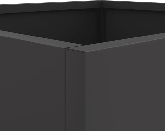 Set of 2 Black Cold-Rolled Steel Planters, Modern Rectangular Cold Planters for Garden Patio Balcony, Durable Medium Size Indoor Outdoor