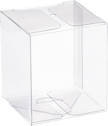 Hammont Clear PET Plastic Boxes - Transparent Storage Containers for Party Favors, Gifts, Cookies, Ornaments, Weddings, Birthdays, and Special Events - 1.75"x1.75"x2" (36 Pack)