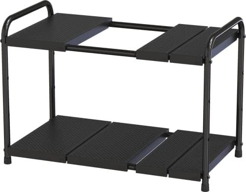 Deco Brothers Under Sink 2 Tier Expandable Shelf Organizer, Black