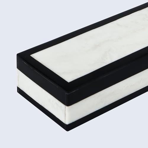 Handicrafts Home Slim Decorative Storage Box with Lid– Black White Modern Storage Box, Remote Control Holder, Coffee Table Organizer, Minimal Desk Storage Box for Living Room– Mono Court 10x2.5x1.5
