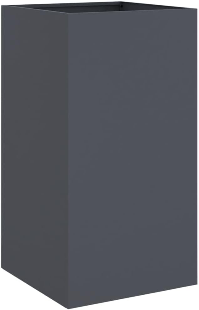 Anthracite Cold-Rolled Steel Planter with Decorative Inlays, 29.5 Inch Medium Garden Planter for Outdoor Plants, Durable and Stable Modern Design for Patio Balcony Decor,