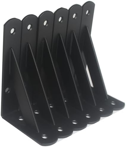 6 Pack L5 x H 3" Black Heavy Duty Shelf Brackets with Screws Metal Shelf Brackets Shelf Support Angle Brackets for Shelves L Brackets Heavy Duty Floating Shelf