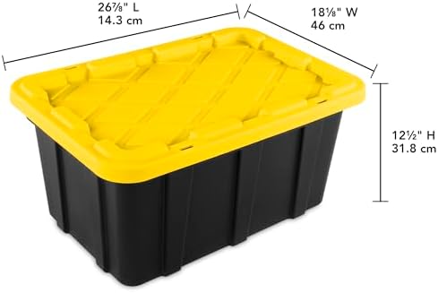 Sterilite Industrial Storage Tote with Lids for Garage, 17 Gallon, 12-Pack