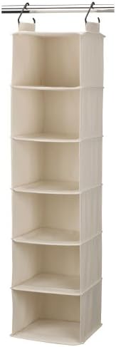 Household Essentials Cedarline 6‑Shelf Hanging Closet Organizer in Heavy‑Duty Cotton Canvas, Cream