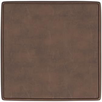 HomePop 18" Square Storage Ottoman - Brown Faux Leather