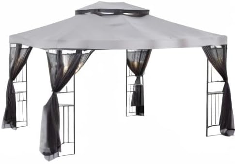 Garden Winds Reinforced RipLock 350 Replacement Canopy Top Cover Compatible with Easy Assembly 10' X 12' Gazebo Model MSD236247917053 - Slate Gray