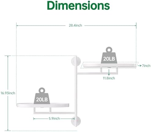 Rotating Window Shelves for Multiple Plants Indoor,2-tier Metal Corner White Plant Stand Holder Floating Hanger Shelf for Wall，Windows Sill Gifts for Planter Lover to Enhance Home Decor