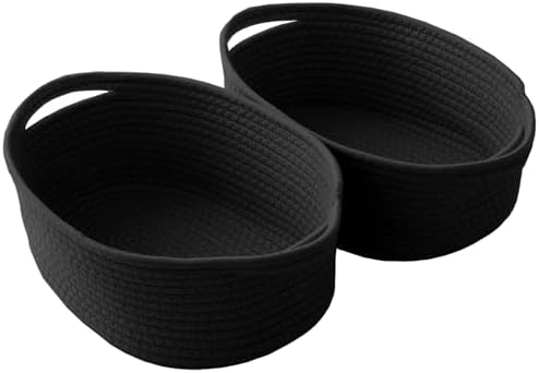 JMvicyroam Small Woven Basket, Empty Gift Basket, Black/2 Pack