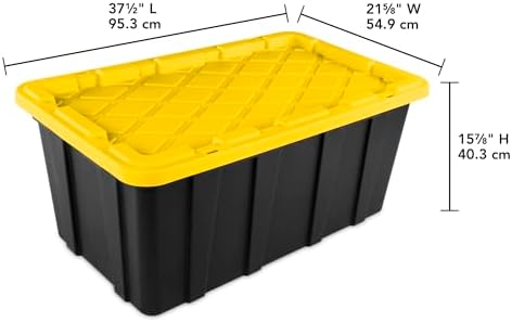 Sterilite Industrial Storage Tote with Lids for Garage, 38 Gallon, 16-Pack