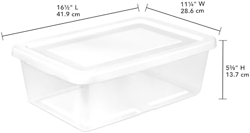 Sterilite Storage Box Stackable Tote, White, 12 Quart, 36 Pack | Clear Plastic Container with Secure Snapping Lids for Home and Office Organization