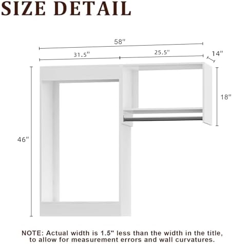 Modular Closet System, 58" Wide Wall-Mounted Closet Tower Organizer with Rods for Walk-In Closet Storage, White