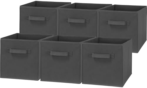 Simple Houseware 11-Inch Foldable Cube Storage Bins, Dark Gray, 6-Pack