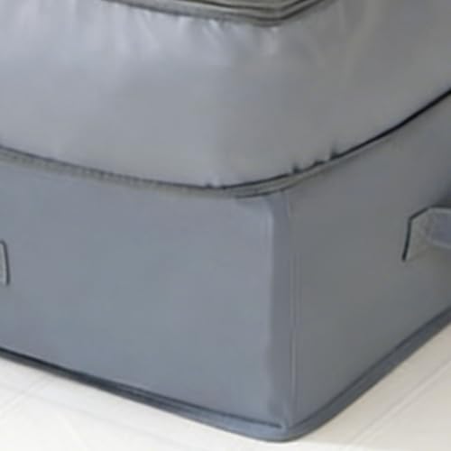 POCREATION Underbed Storage Bag Flat Narrow Design Compressible Foldable with Transparent Top Cover 3 Handles for Clothes Blankets Bedding Organization (S Grey)