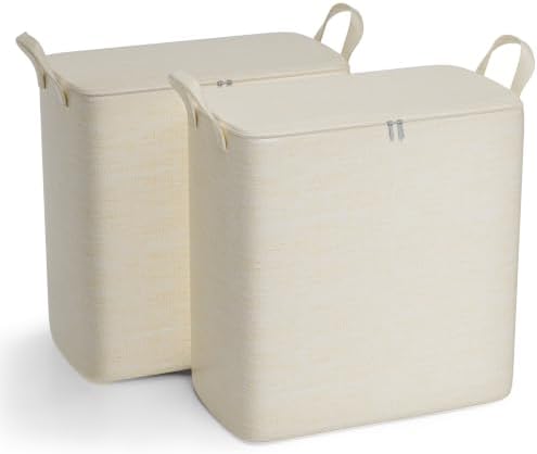 Higher Cotton and Linen Canvas Storage Bags with Reinforced Handles 2 Pack