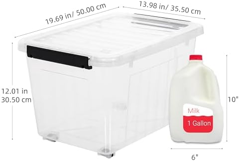 Citylife 54 Quart Large Clear Plastic Storage Bins with Lids 4-Pack