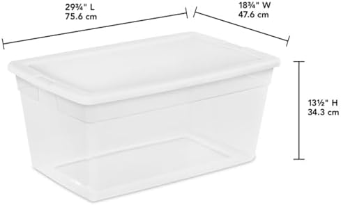 Sterilite Storage Box, Stackable Clear Plastic Bins, 90 Quart, 12-Pack | Heavy-Duty Organizing Containers with Snap-On Lids for Closet, Bathroom, and Office
