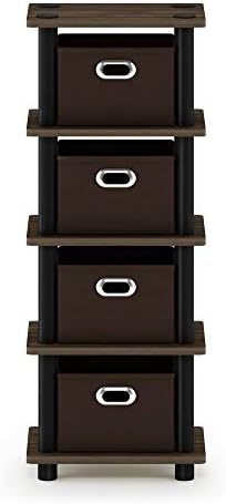 Furinno Turn-N-Tube Toolless 4-Tier Storage Shelves, Columbia Walnut
