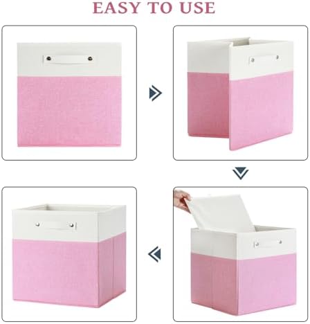 FinishingBo 13x13x13 Storage Cube Bins 4 Pack, Cube Shelf Baskets