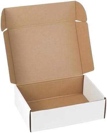 10"x7"x3" Shipping Boxes Set of 5, White Corrugated Cardboard Box Literature Mailer