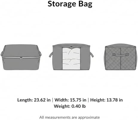 Large Underbed Storage Bag for Clothes & Bedding, Durable Non-Woven Fabric Organizer with Zipper, 23.6 x 15.7 x 13.8 Inches, Gray