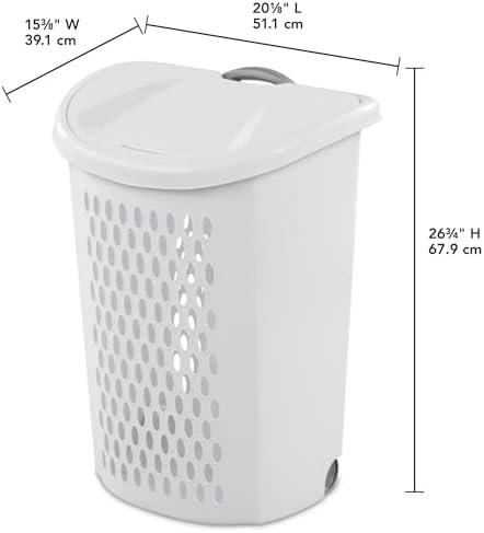 The White Wheeled Plastic Laundry Hamper – Adult-Sized Rolling Basket With Handles For Home