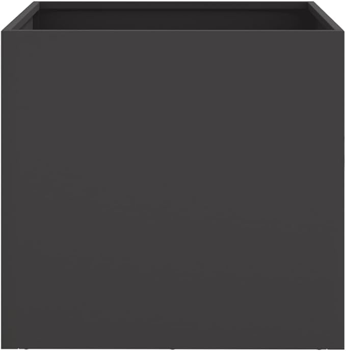 Modern Balcony Planter with Decorative Inlays, 4-Piece Black Cold-Rolled Steel Set for Indoor and Outdoor Plants, Sleek Design with Efficient Drainage System
