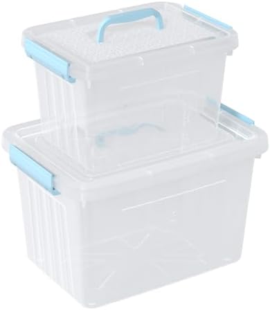 Ggbin 2 Packs Clear Plastic Storage Bins with Lids, 12 Quart & 6 Quart