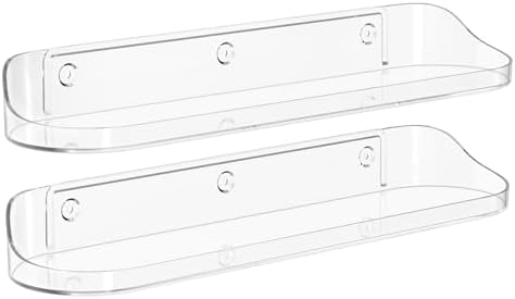 SpaceWhisper Arcylic Floating Shelves for Wall, 2-Pack, Clear | Display Hanging arcylic Shelf Organizer for Book, Picture Ledge, Room Decor, Wall Shelves for Bathroom, Bedroom, Living Room
