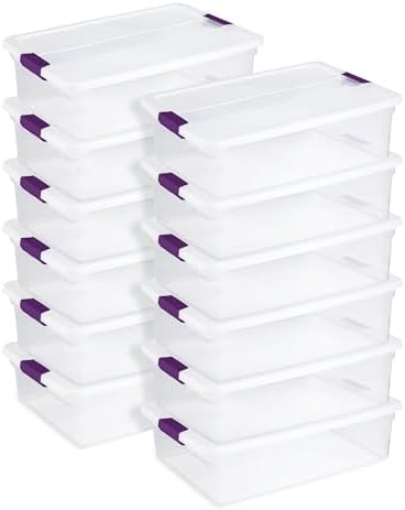 Sterilite ClearView Latch Boxes, Storage Bins with Lids, 32 Quart, 12-Pack