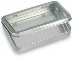 Blank Empty Survival Kit Tin Storage Cases - Rectangular Metal Tin Box with Clear Window Hinged Lid 5.38" x 3.5" x .9" (1 Tin)