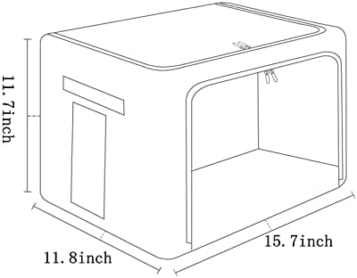FHSQX 2 Pack Clothes Storage Bins with Metal Frame, Beige, 15.7x11.8x11.7 Inch
