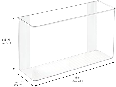 iDesign AFFIXX Plastic Wall Mount Organizer for Kitchen Bathroom, Office, Bedroom, Garage, Craft Room, 3.5" x 11" x 6.5", Clear | For Kitchen, Bathroom, Office, Bedroom, Garage, Craft Room