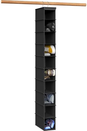 Simple Houseware 10 Shelves Closet Hanging Shoe Organizer, Black | Dual Metal Hooks, Holds Up to 20 lbs, for Narrow Space