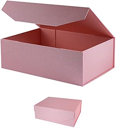 Pink Magnetic Large Gift Box with Lid, 13x9x4 Inches, 2Pcs