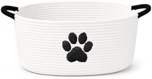 Dog Toy Basket with Handles, Cotton Rope Storage Bin Organizer for Pets
