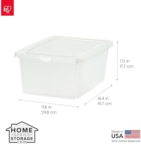 IRIS USA 12-Pack 17 Qt Storage Bins with Lids, Clear, Stackable