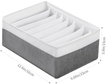 4 Packs T-shirt Drawer Organizers for Clothing,8 Grids Compartment Wardrobe Storage Box, Washable Clothes Organizer for Legging,Silk Scarve-12.59''x9.05''x5.9-GreyWhite