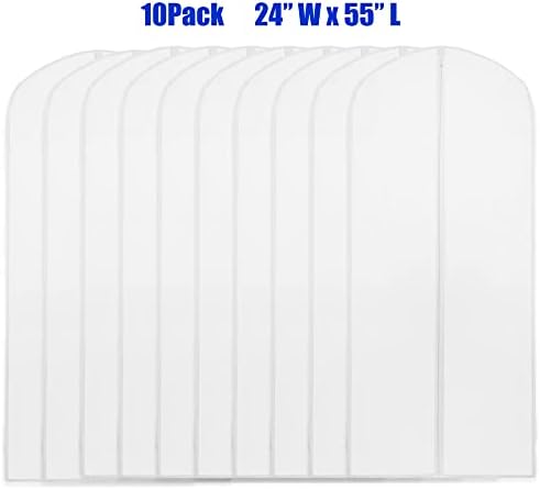 Simple Houseware 55-Inch Clear Garment Bags with Zipper, 10 Pack