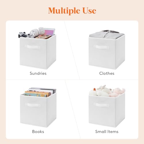 Lifewit Storage Cubes, 11 Inch Organizer Bins, 18L White, 6 Packs
