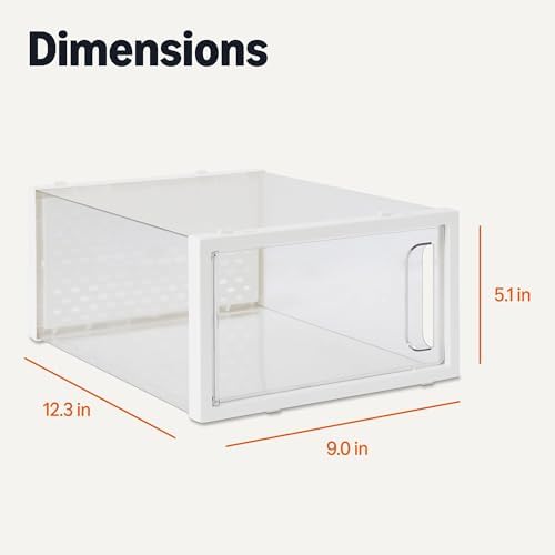 Amazon Basics Stackable and Foldable Clear Shoe Storage Organizer Box, Small, 12-Pack