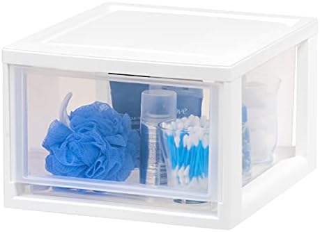 IRIS USA 3-Pack, 14.5 Qt. Stacking Drawer Storage Organizer, White