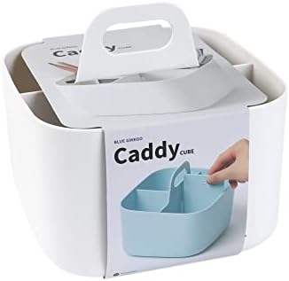 BLUE GINKGO Stackable Organizer Caddy, Square, White, Made in Korea