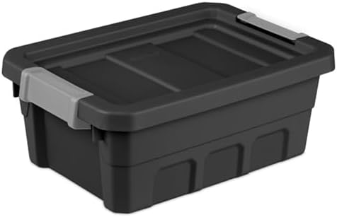 Sterilite 18-Pack Plastic Storage Bins with Lids, Stackable Containers, 4 Gallon, Black