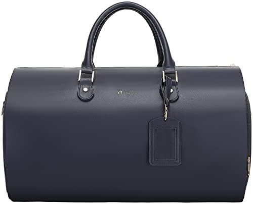 Modoker 2-in-1 PU Leather Garment Duffle Bag with Shoulder Strap, Blue