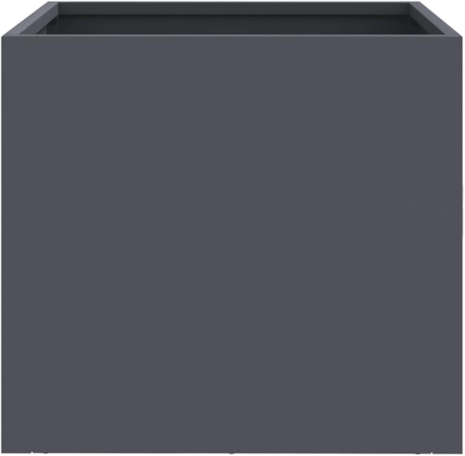 Modern Anthracite Metal Planter with Cold-Rolled Steel Frame and Efficient Drainage for Outdoor Spaces, Matte Finish Decorative Inlays, Durable Container for Plants