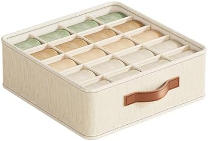 Underwear Organizer for Drawer – 20 Grid Fabric Sock Organizer, Honeycomb Storage Tray for Bras, Panties, Socks, Scarves, Fit Dresser & Closet, Beige